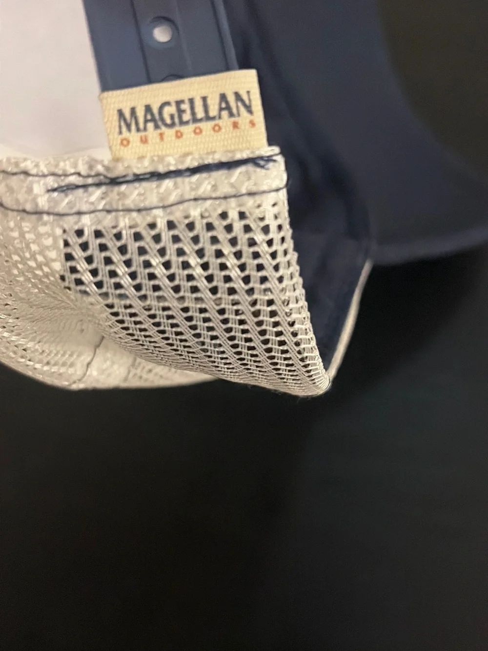 Magellan Outdoors Navy and White Trucker Hat with Marlin Patch